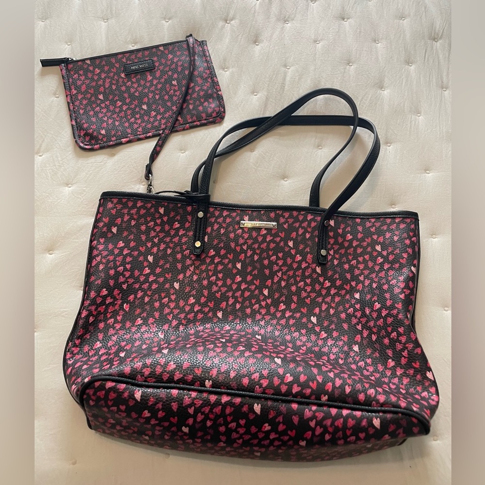Nine West Black and Pink Tote Bag Set